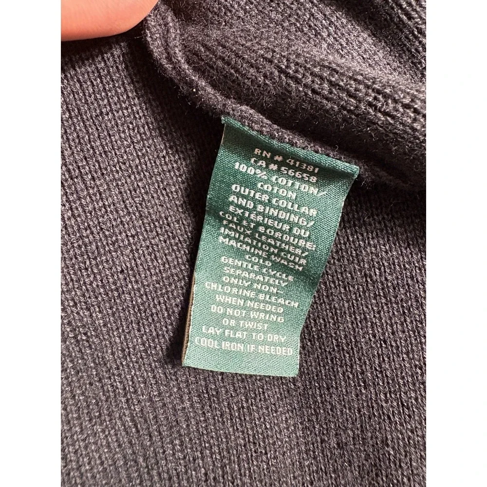 Lauren Ralph Lauren‎ Faux Leather Trim Knit Jacket - Small